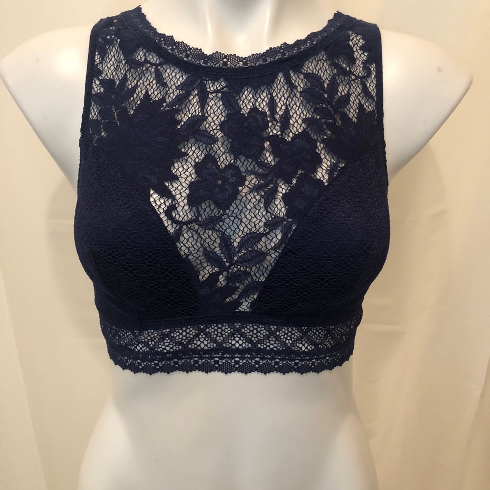 NWT Victorias Secret M Navy Blue Lace Bralette